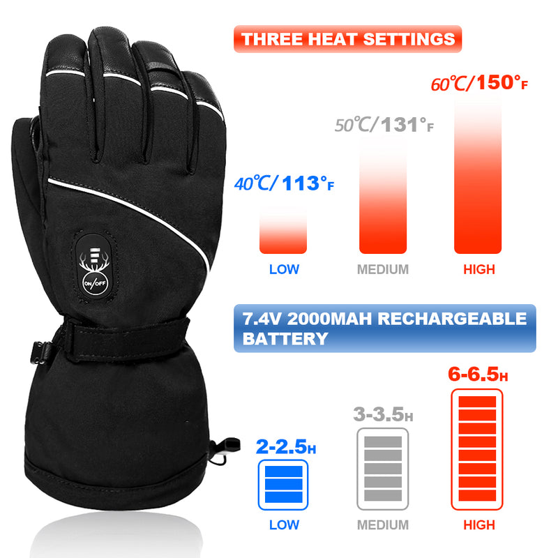 Snow Deer Unisex uppvärmda handskar Elektriska uppgraderade skidsnövantar handskar