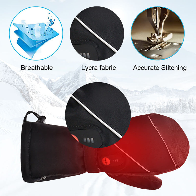 Guantes de manoplas calefactables para hombres y mujeres, guantes de nieve para esquí con batería recargable eléctrica de cuero de Palma, para invierno, para acampar y para senderismo