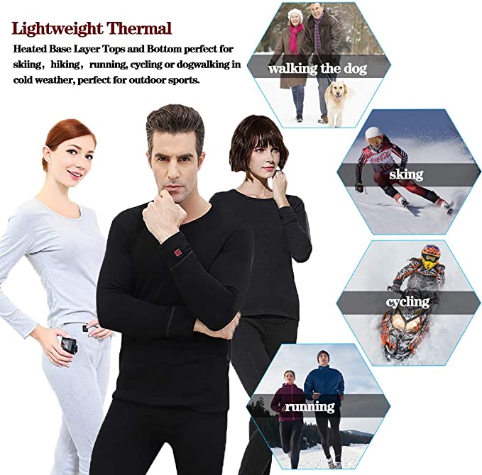 Heated Thermal Underwear Set ,women Men Usb Thermal T Shirt Heated